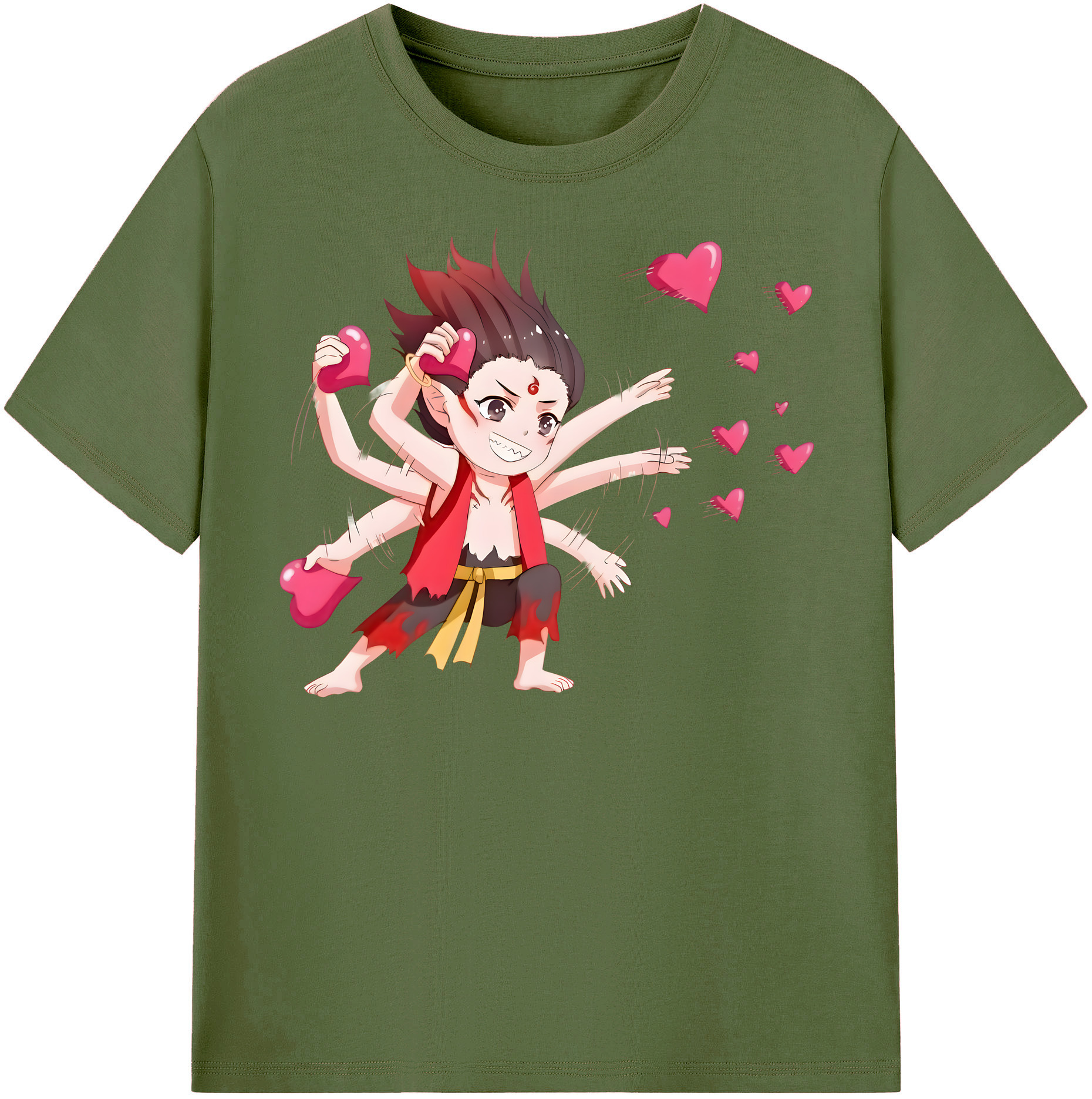 （画像用） Ne Zha 2 ナタ 魔童の大暴れ 綿100％半袖Tシャツ（フロントプリント）